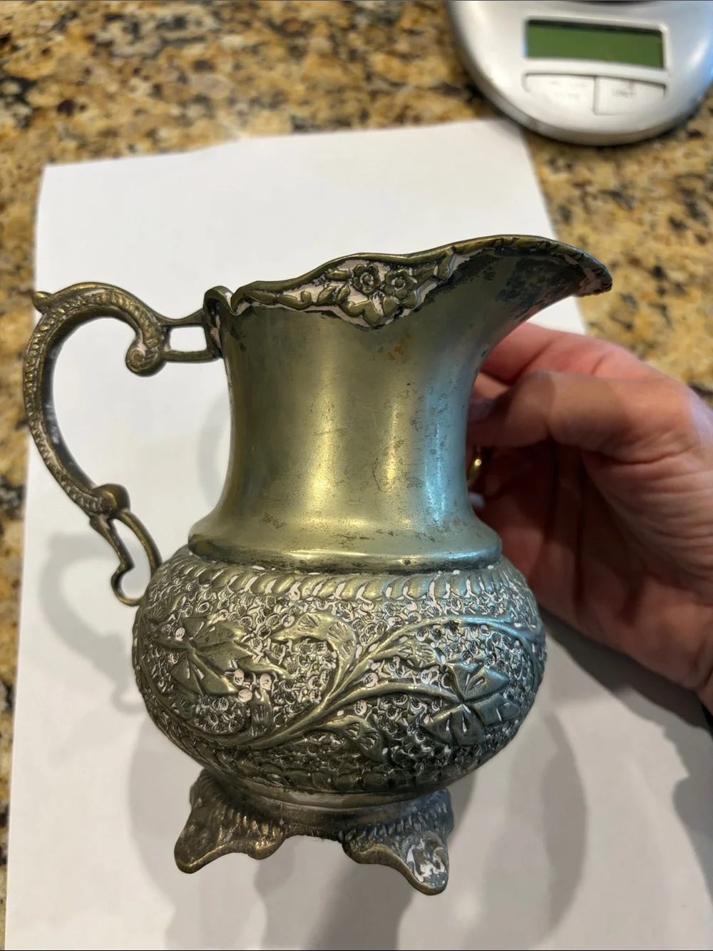 Vintage Ornate Silver-Plated footed creamer pitcher